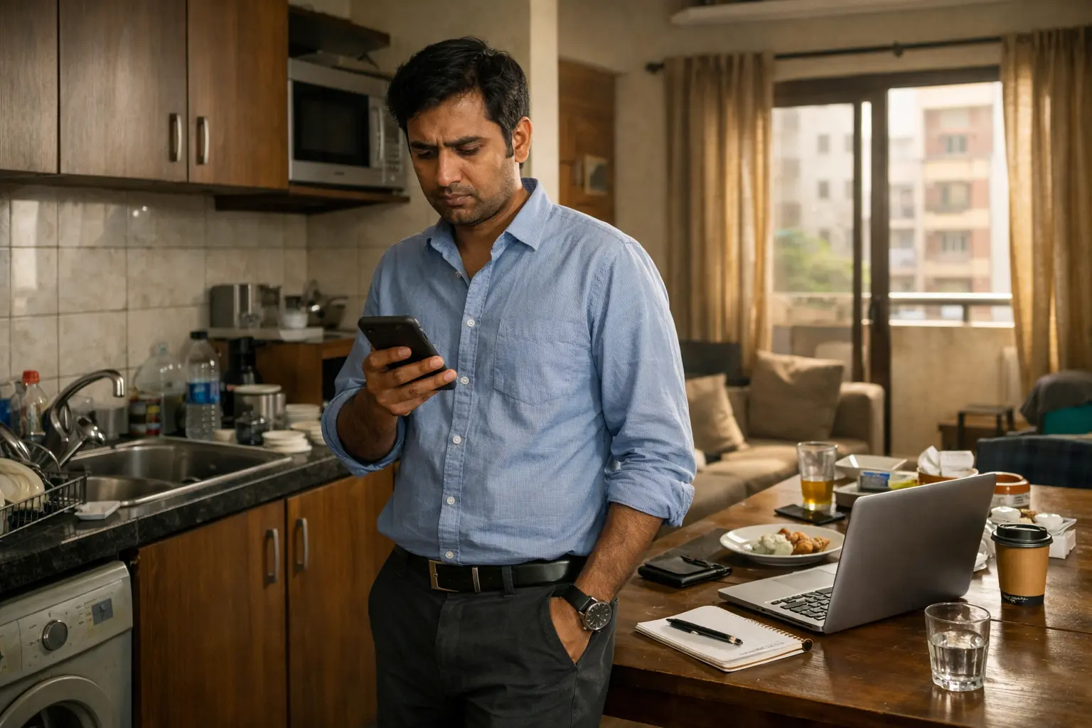 Working professional in Bangalore apartment booking quick maid service on phone